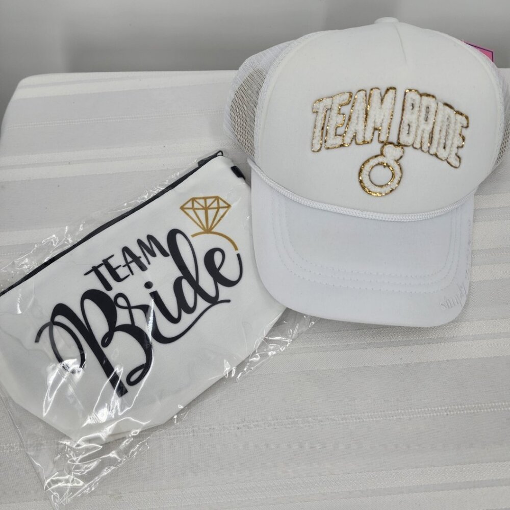 SIMPLY SOUTHERN Team Bride Snap Back Baseball Cap Hat & Cosmetic Bag Set NWT